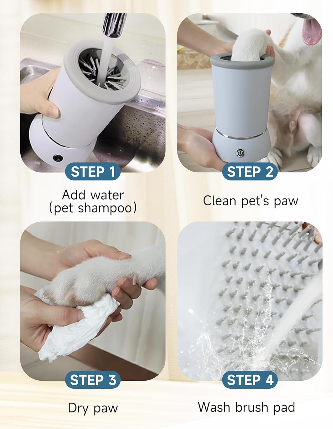 Automatic Dog Paw Cleaner for Dogs,2 Speeds Electric Paw Feet Cleaner for Small Medium Dogs Cats Pet - SmartPaws