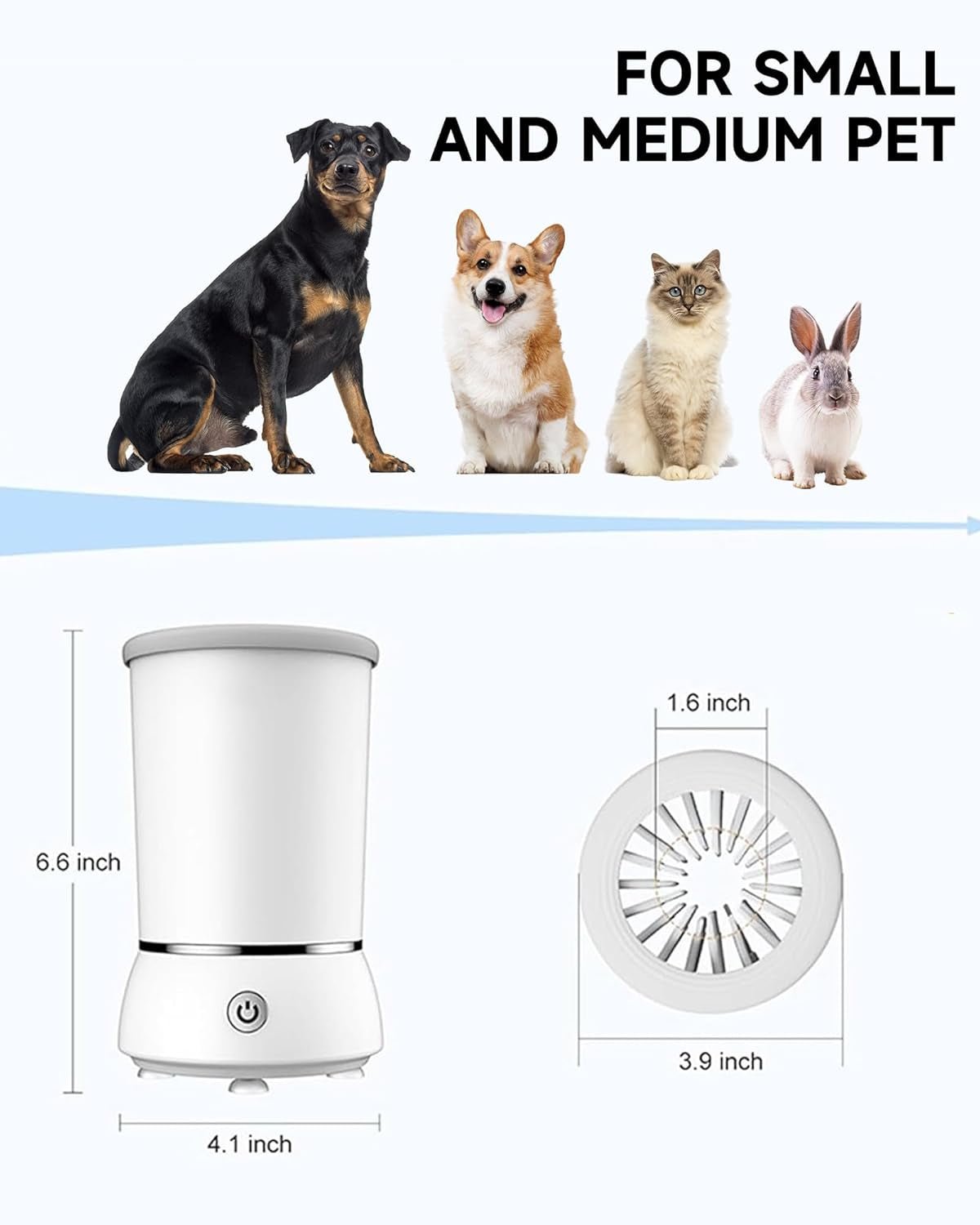 Automatic Dog Paw Cleaner for Dogs,2 Speeds Electric Paw Feet Cleaner for Small Medium Dogs Cats Pet - SmartPaws