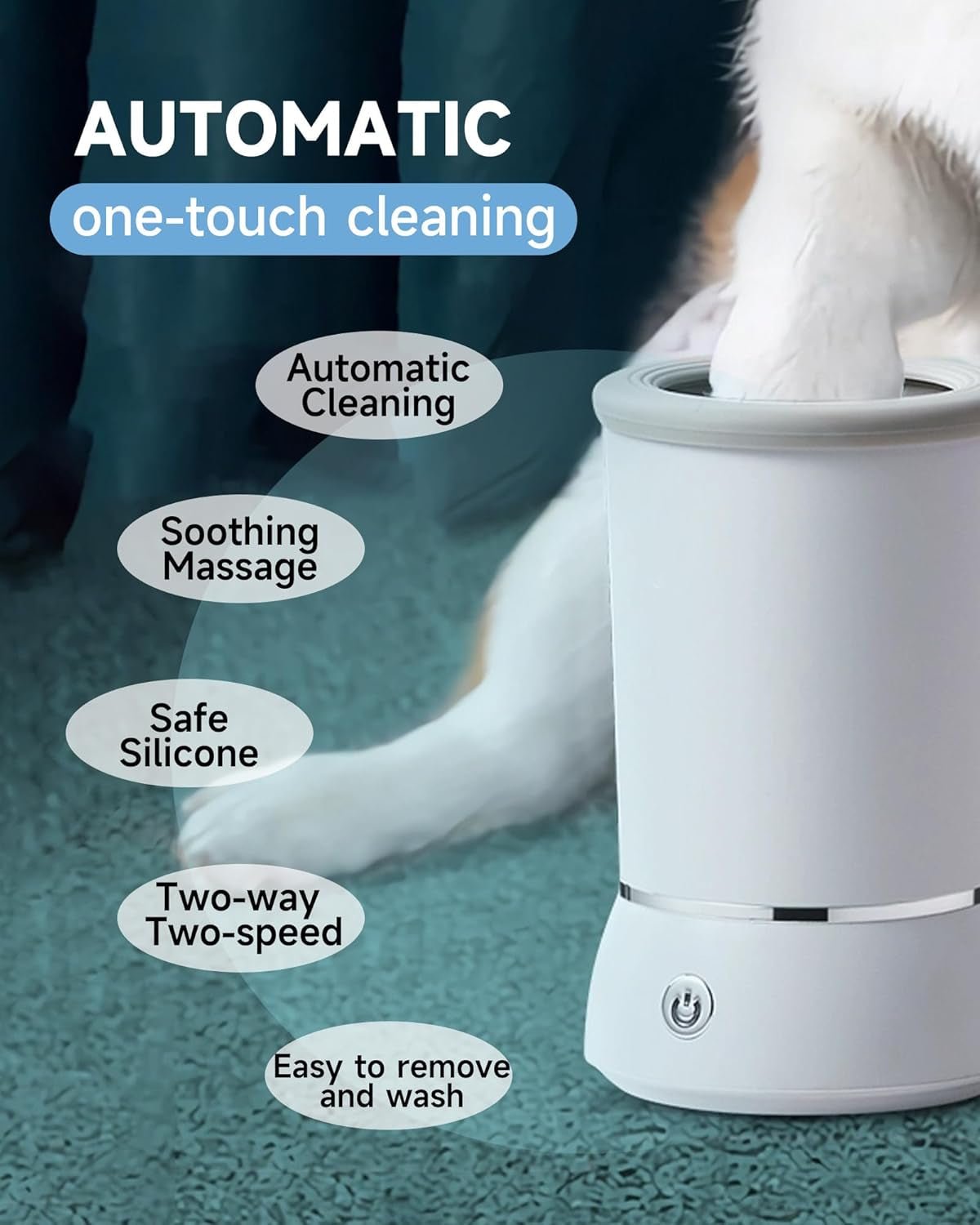 Automatic Dog Paw Cleaner for Dogs,2 Speeds Electric Paw Feet Cleaner for Small Medium Dogs Cats Pet - SmartPaws