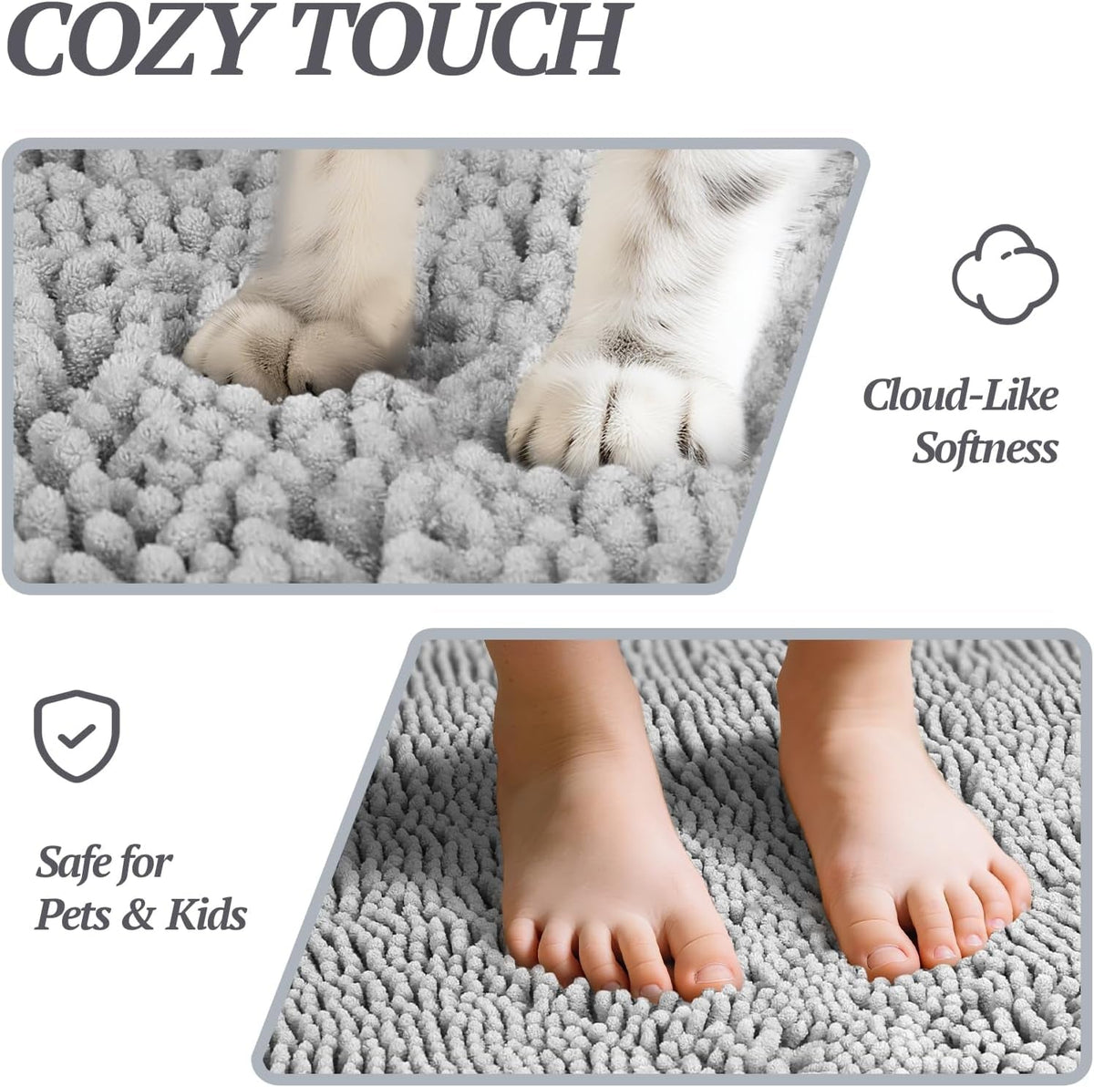 Dog Door Mat Absorpmax Dog Mat for Muddy Paw, 35 × 25", Grey - SmartPaws