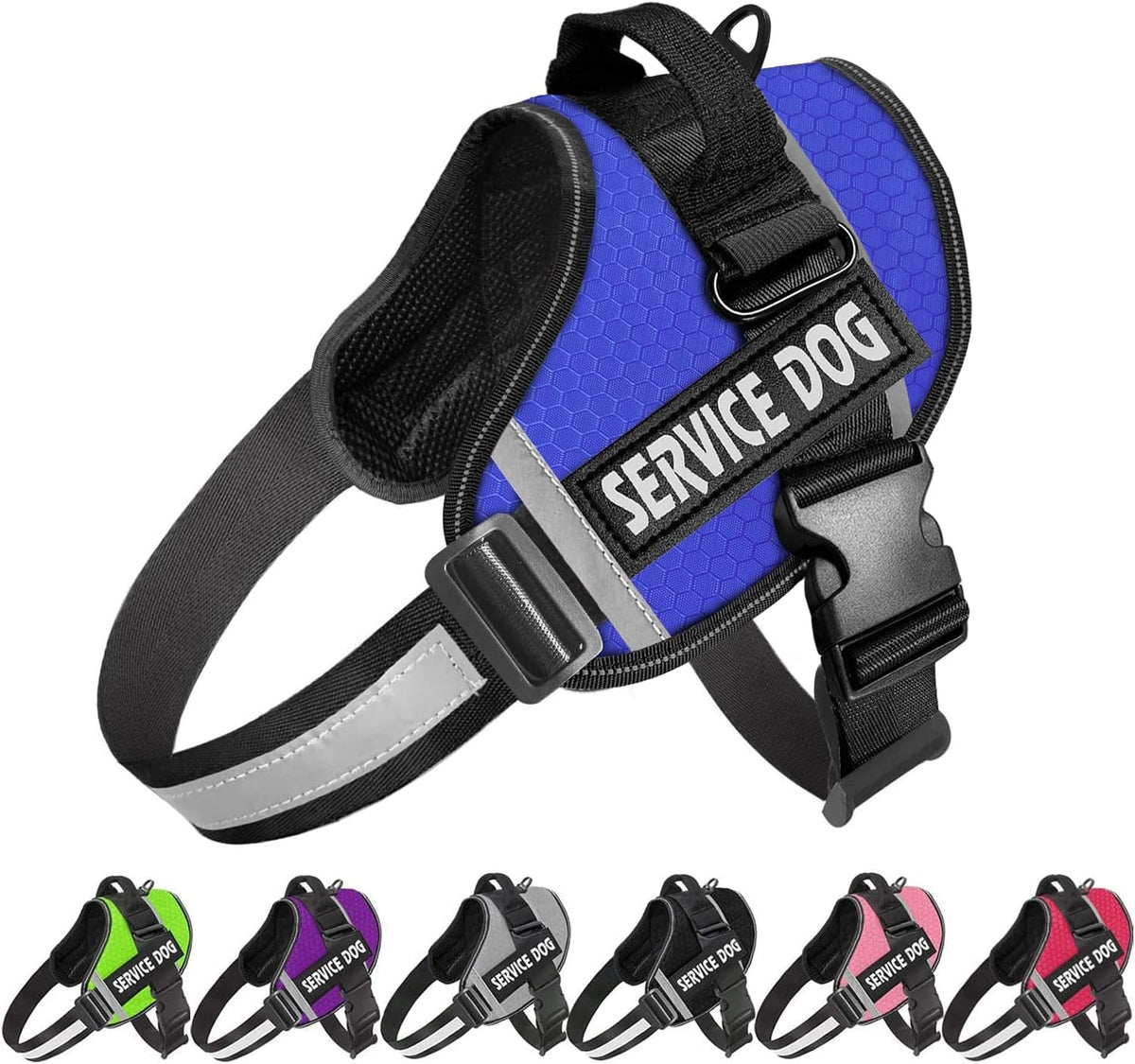 Dog Harness,No-Pull Service Dog Harness with Handle Adjustable Outdoor Pet Dog Vest 3M Reflective Nylon Material Vest for Breeds,Easy Control for Small Medium Large Dogs - SmartPaws