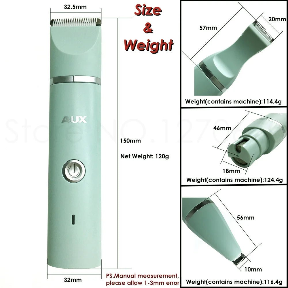 Professional Silent Cat Dog Hair Trimmer Paws Nail Grinder Animal Foot Hair Cutter Remover USB Rechargeable Pet Grooming Clipper - SmartPaws