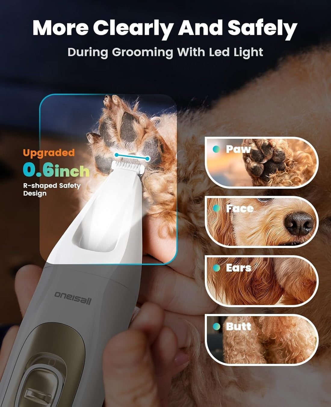 Quiet 4-In-1 Dog Grooming Kit with LED Light - SmartPaws