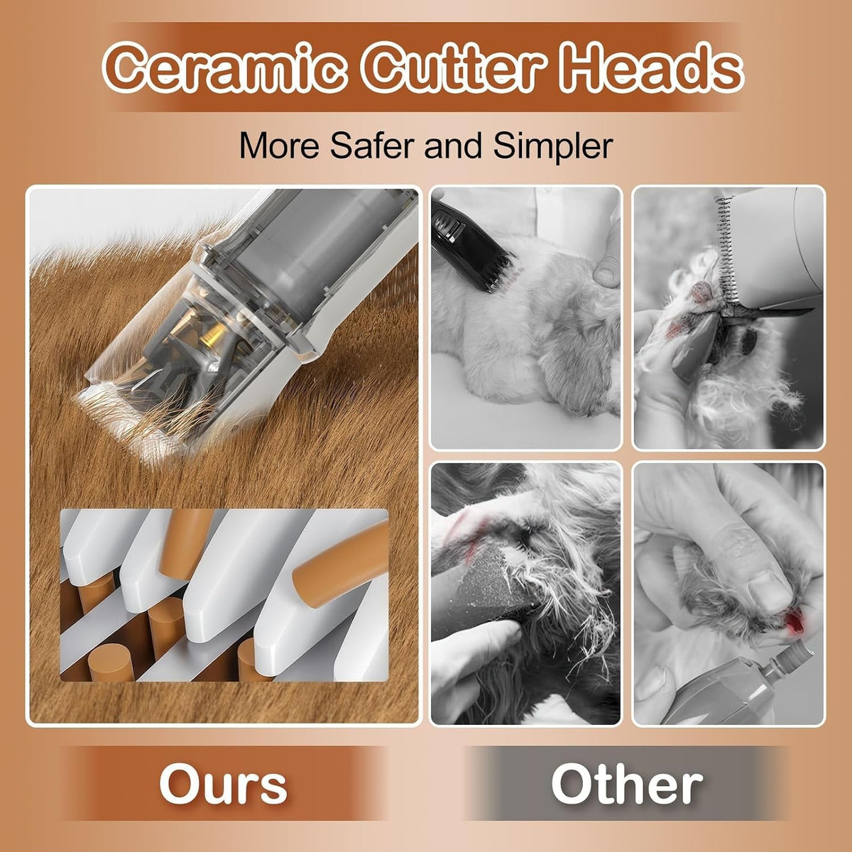 4 in 1 Dog Grooming Kit with LED Display, Dog Grooming Clippers with 4 Guide Combs, Rechargeable Low Noise Cat Hair Trimmer, Pet Paw Trimmer for Cat Dogs Paws Face Ears - SmartPaws