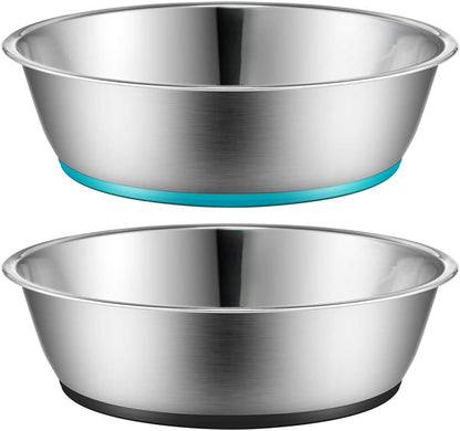 Lightweight Stainless Steel Cat Dog Bowls, 3 US Cup Each, 2-Pack
