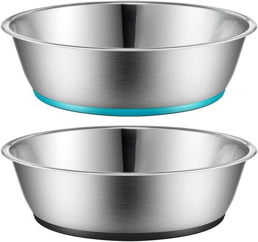 Lightweight Stainless Steel Cat Dog Bowls, 3 US Cup Each, 2-Pack