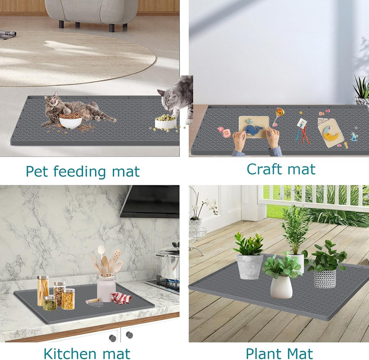Cat Litter Mat for Litter Box, Silicone Large Cat Litter Trapping Mat - 51.2X25.6 In, Waterproof &amp; Non-Slip, Durable &amp; Easy Clean, Gray - SmartPaws