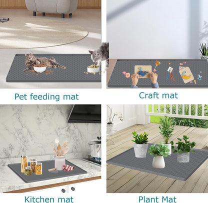 Cat Litter Mat for Litter Box, Silicone Large Cat Litter Trapping Mat - 51.2X25.6 In, Waterproof &amp; Non-Slip, Durable &amp; Easy Clean, Gray - SmartPaws