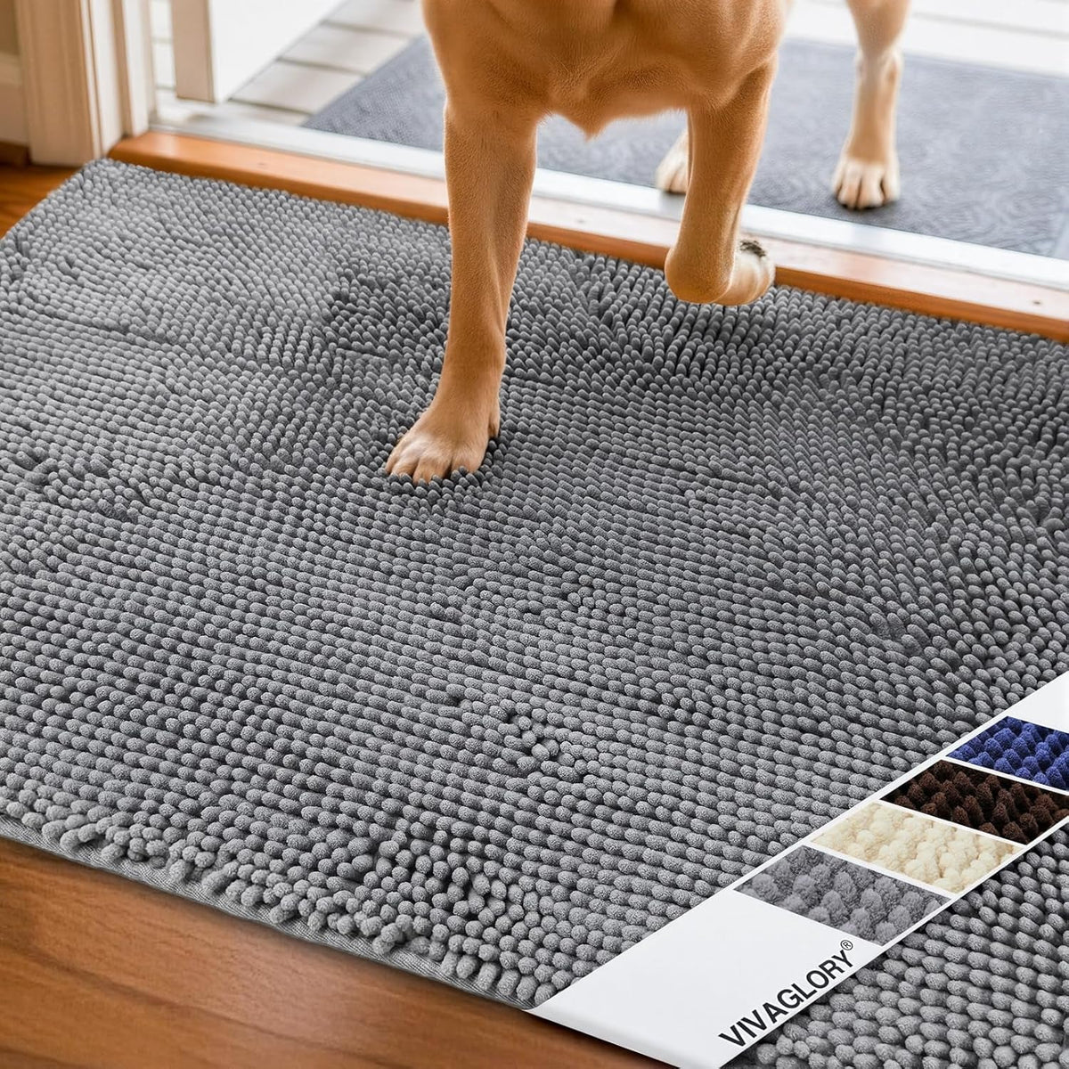 Dog Door Mat Absorpmax Dog Mat for Muddy Paw, 35 × 25", Grey - SmartPaws