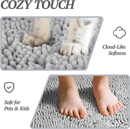 Dog Door Mat Absorpmax Dog Mat for Muddy Paw, 35 × 25", Grey - SmartPaws