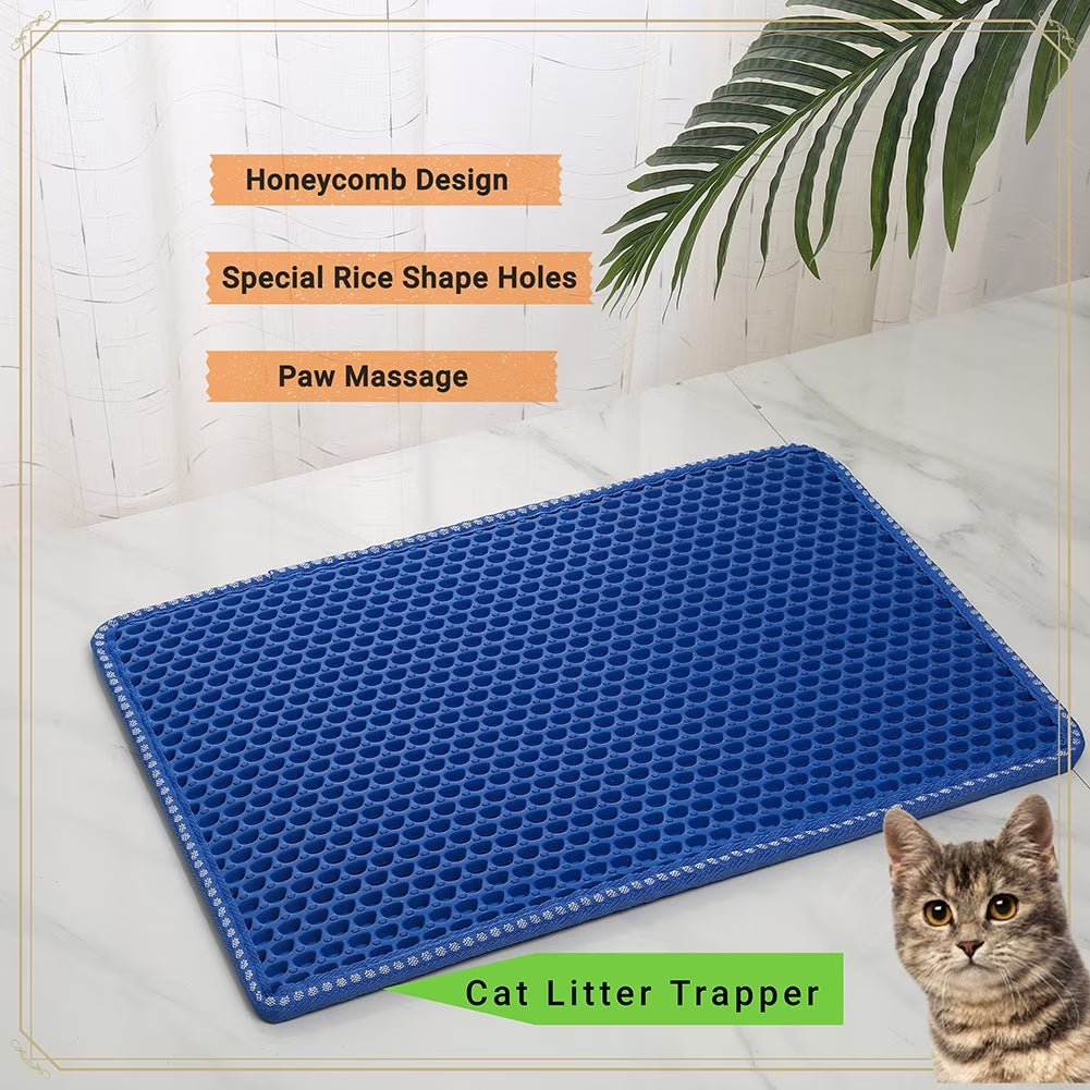 Double Layer anti Tracking Waterproof Cat Litter Trapping Mat Blue - SmartPaws