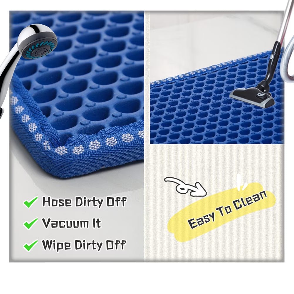 Double Layer anti Tracking Waterproof Cat Litter Trapping Mat Blue - SmartPaws