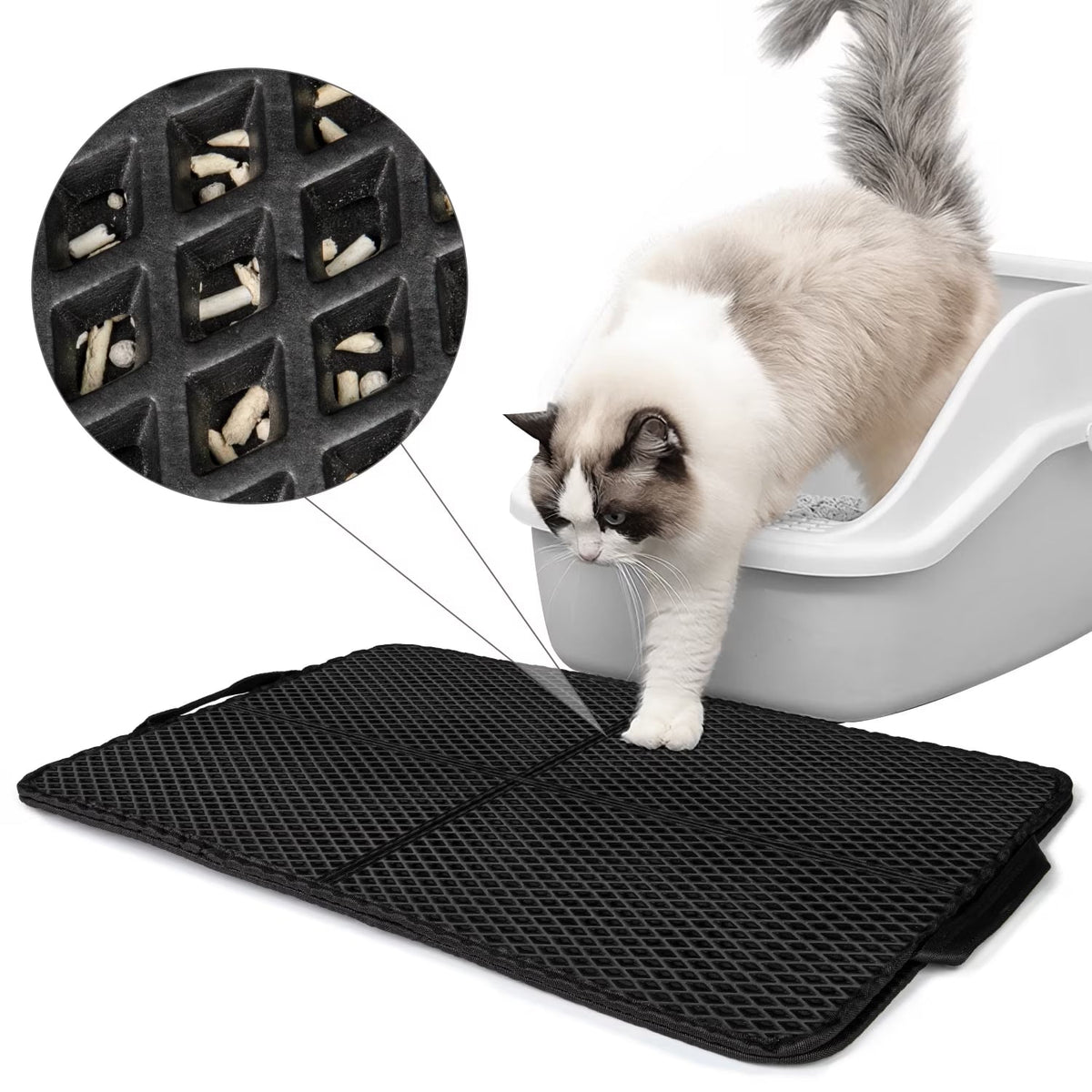 Cat Litter Mat – blue double-layer litter-trapping mat