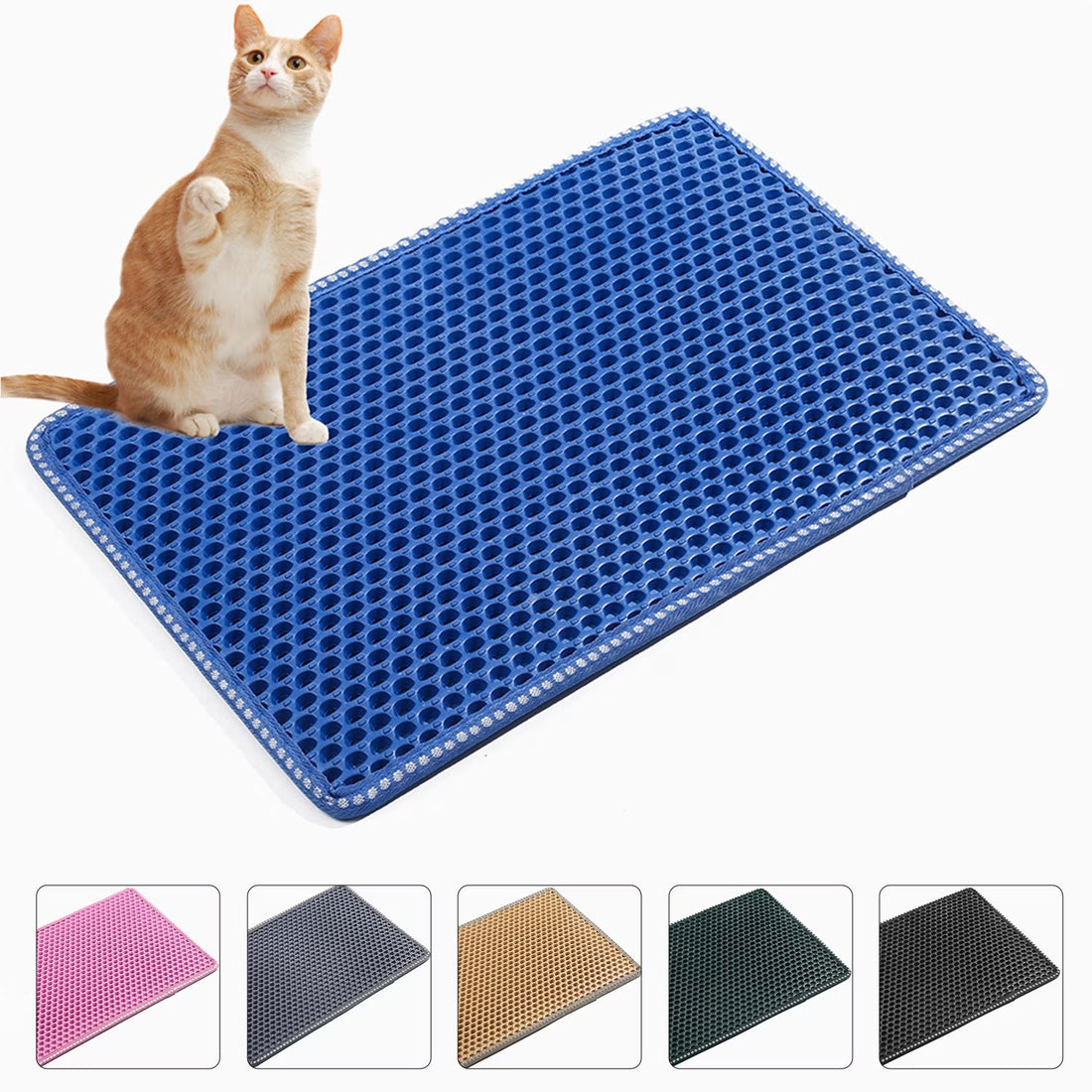 Double Layer anti Tracking Waterproof Cat Litter Trapping Mat Blue - SmartPaws