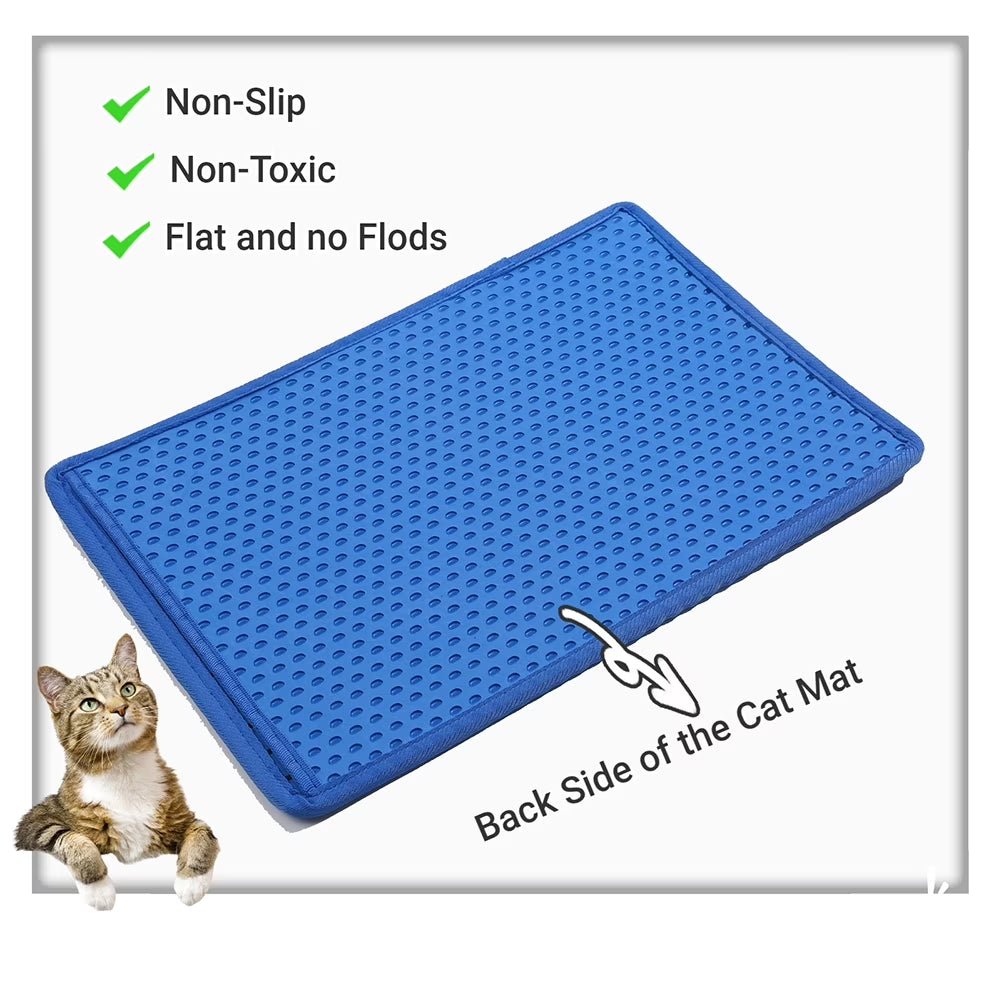 Double Layer anti Tracking Waterproof Cat Litter Trapping Mat Blue - SmartPaws