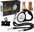 Dual Retractable Dog Leash,10 FT Tangle-Free Leash for 2 Dogs, Detachable for Single Use,One-Button Brake & Lock, up to 44 Lbs Each, 360° Swivel, Non-Slip Handle + Poop Bag Holder (Grey) - SmartPaws