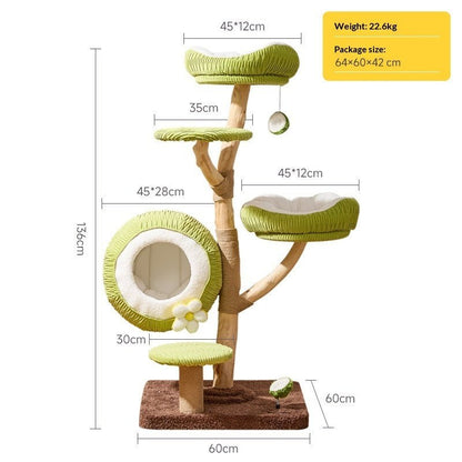 Natural Fruitwood Tree Hollow Cat Climbing Frame Cat Tree - SmartPaws
