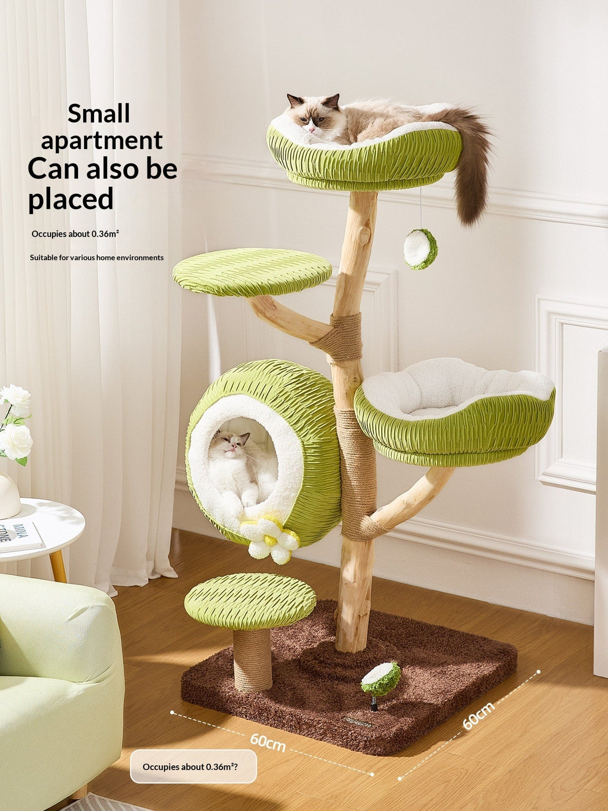 Natural Fruitwood Tree Hollow Cat Climbing Frame Cat Tree - SmartPaws