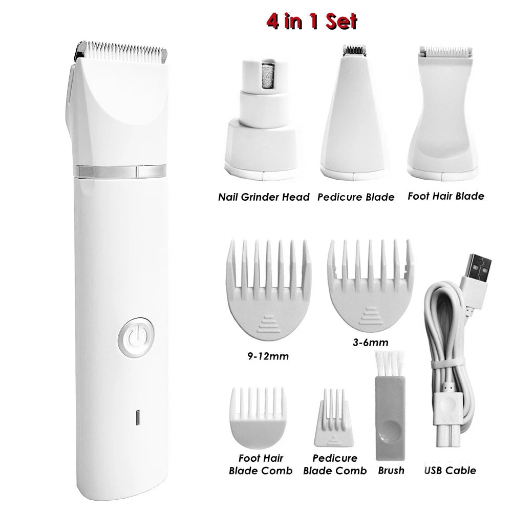 Professional Silent Cat Dog Hair Trimmer Paws Nail Grinder Animal Foot Hair Cutter Remover USB Rechargeable Pet Grooming Clipper - SmartPaws
