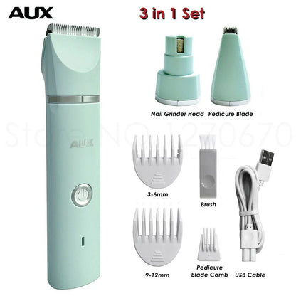 Professional Silent Cat Dog Hair Trimmer Paws Nail Grinder Animal Foot Hair Cutter Remover USB Rechargeable Pet Grooming Clipper - SmartPaws
