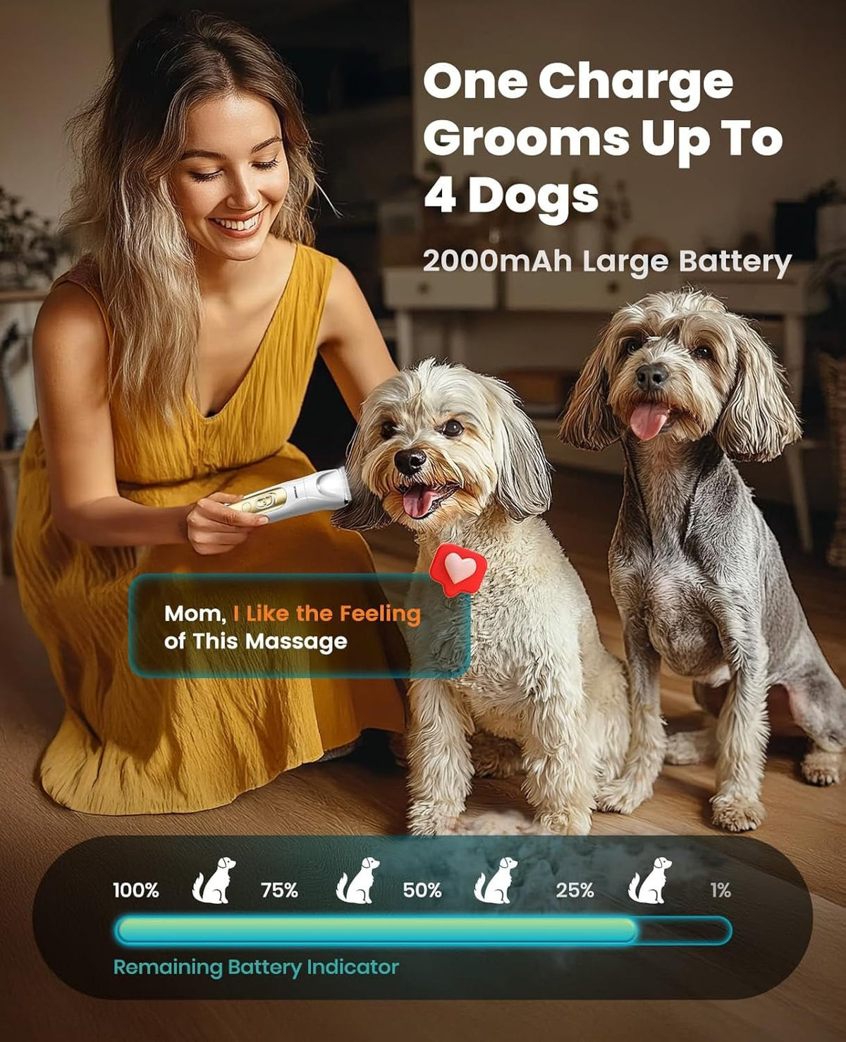 Quiet 4-In-1 Dog Grooming Kit with LED Light - SmartPaws