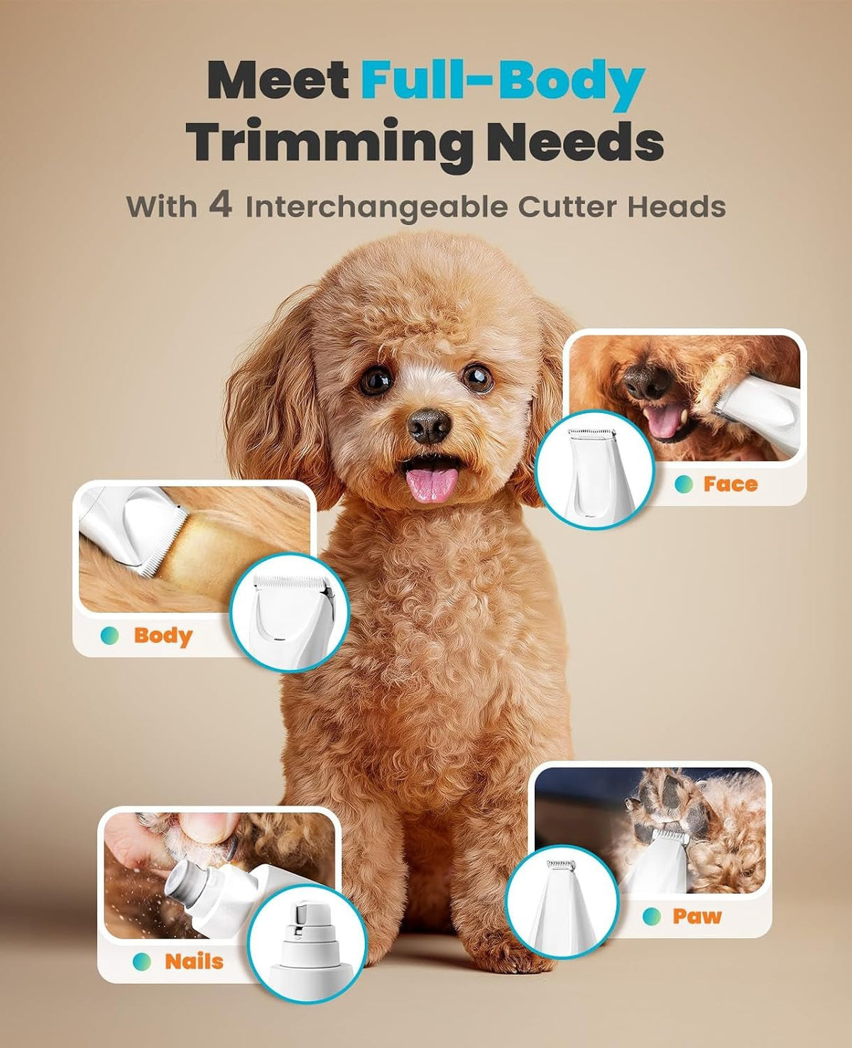 Quiet 4-In-1 Dog Grooming Kit with LED Light - SmartPaws