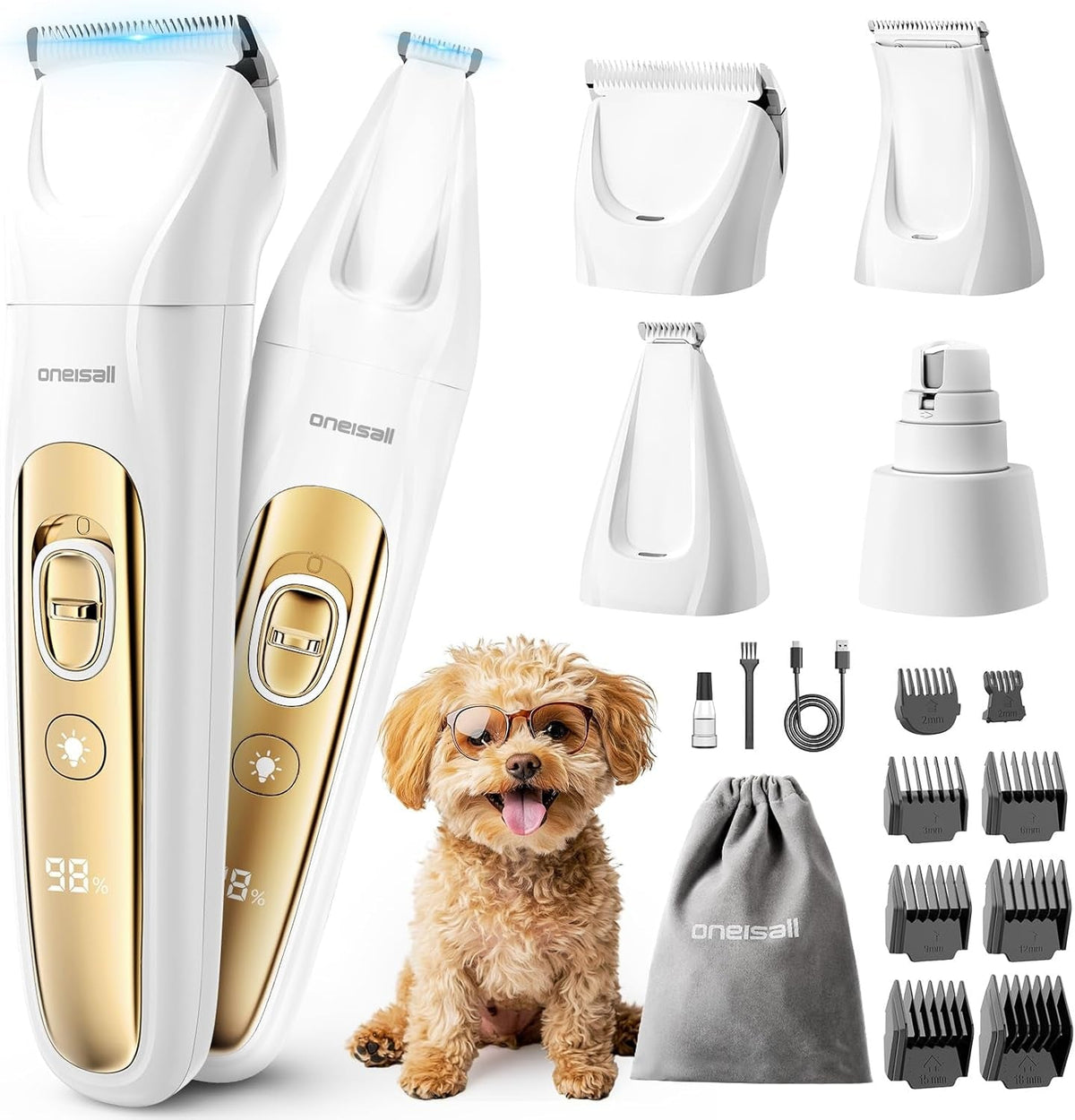 Quiet 4-In-1 Dog Grooming Kit with LED Light - SmartPaws